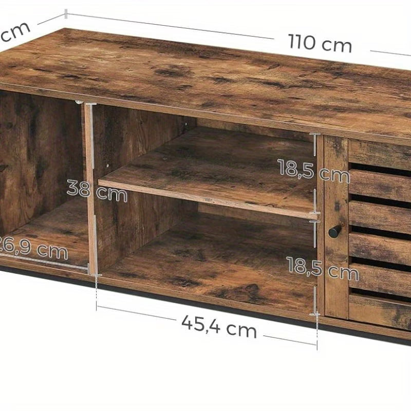 Industrial Style TV Stand with Shelves and Storage Cupboards